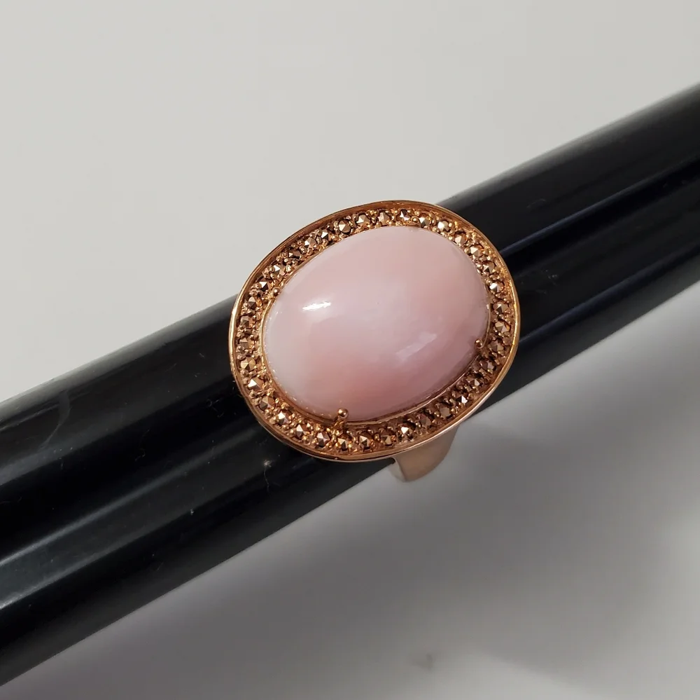 Blush Beauty: Pink Opal and Gold-Tone Statement Ring